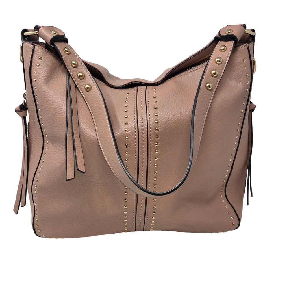 Montana West Select Dusty Rose Studded Hobo Bag Conceal Carry Vegan Leather